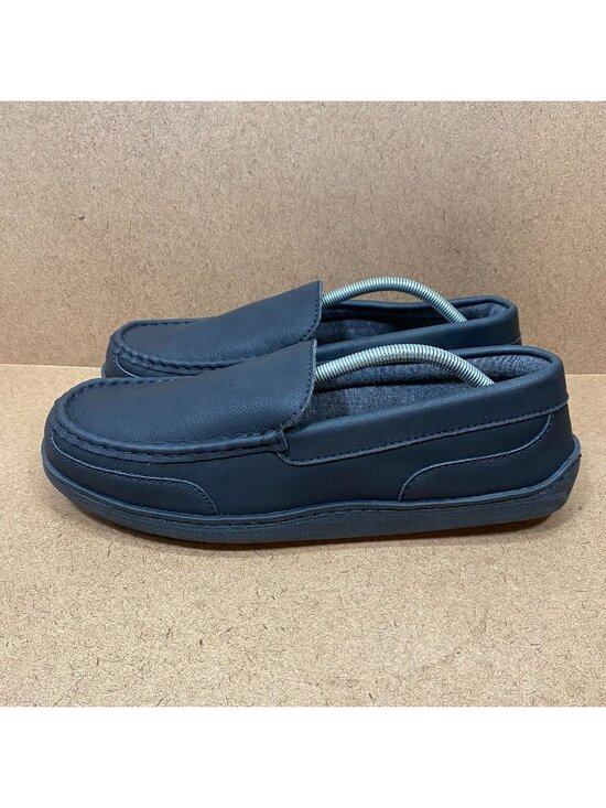 MySlippers Mens 12 Black Leather Slip-On Loafers Outsoles Indoor Outdoor Shoes